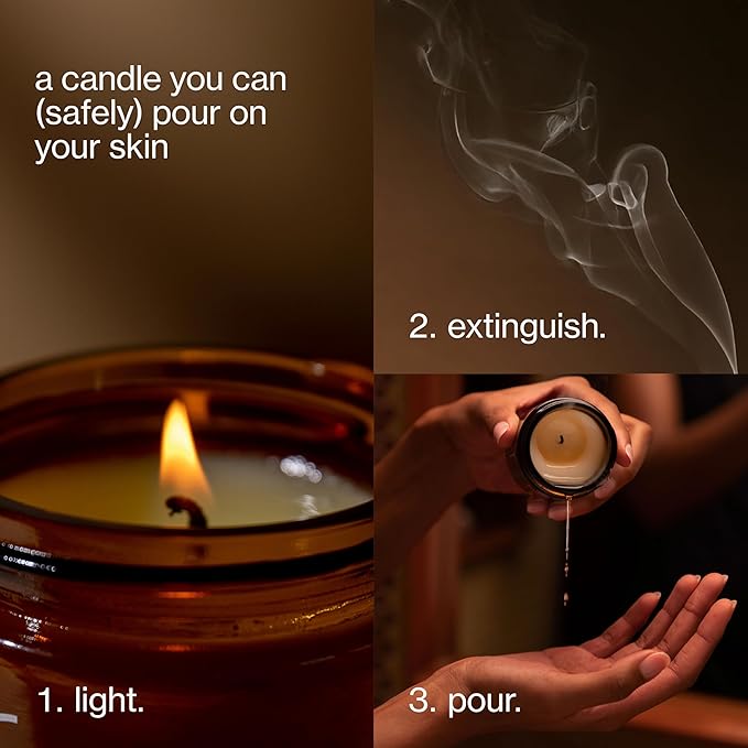 Maude Burn No. 1 - Jojoba Oil Massage Candle with Hydrating, Skin-Softening Soybean Oil - Massage Oil Candle with Notes of Amber, Lemongrass + Tonka Bean - Home + Self Care for Women & Men (4 oz)