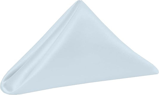 Ultimate Textile Ice Blue Bridal Satin Wedding Napkins 17" x 17" (Set of 24) - Cloth Napkins Bulk Set, Wrinkle & Stain Resistant Polyester for Events