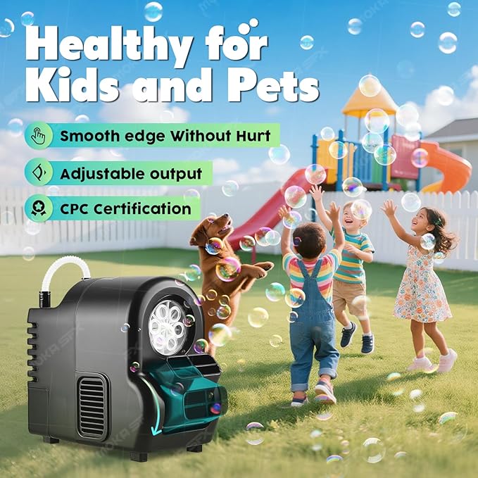 Moka Intelligent Fuel-efficient Bubble Machine with Remote Control & Battery Option - 5M Bubble Range,Continuous Operation for Halloween Party Christmas Holiday Events (Bubble)