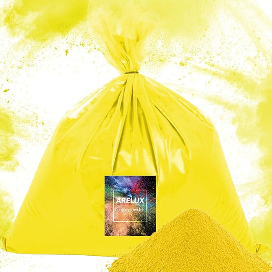 ARELUX Bright Yellow Color Powder - 6lbs Bulk (2x3lb) for Color Wars, Powder War & Fun Events | Durable Individual Packets, Vibrant Holi Powder for Gender Reveal, Run, Rangoli, Parties | Non-Toxic