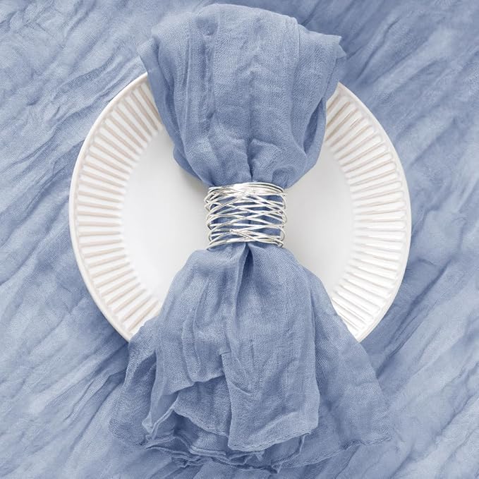 50 Pack Dusty Blue Cheesecloth Napkins Spring Cloth Napkins Set of 50 Blue Dinner Napkins Bulk 21x21 Inches for Wedding Bridal Shower Baby Shower Valentine's Day