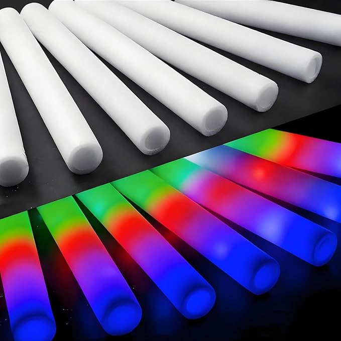 68pcs Foam Glow Sticks,Glow Sticks Bulk,3 Flashing Modes for Wedding Glow in The Dark Party Supplies, Light up Wand for Birthday,Outdoor Camping, Raves