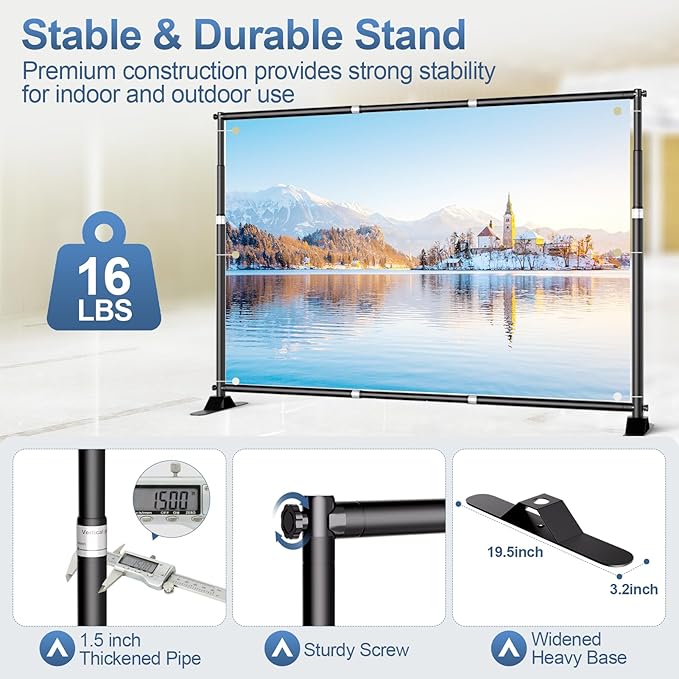 10 x 8FT Backdrop Banner Stand, Heavy Duty Adjustable Photo Background Support Frame Kit, Step and Repeat Stand for Photo Booth, Parties, Exhibition, Trade Show, Wedding