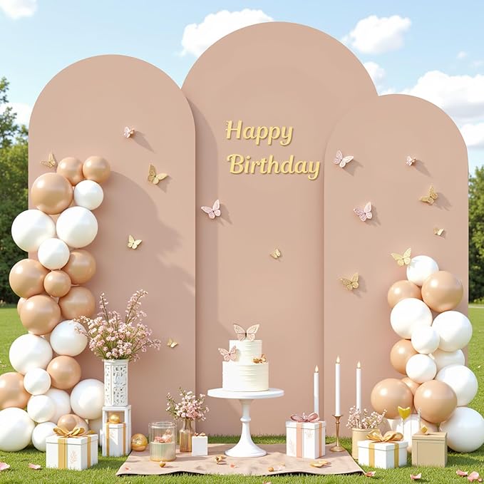 Nude Arch Covers 3 Set - 6FT, 6.6FT, 7.2FT Nude Arch Backdrop Cover Spandex Wedding Arch Stand Covers for Bridal Shower Wedding Baby Shower Birthday Party Banquet Photo Background Decorations