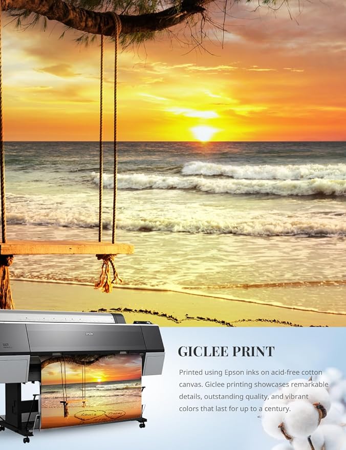 IPIC - "Eternal Love Personalized Canvas Wall Art, Custom Beach Sunset Scene with Names and Date in Sand, A Personalized Gift for Couple, Wedding, or Anniversary, Coastal Home Decor