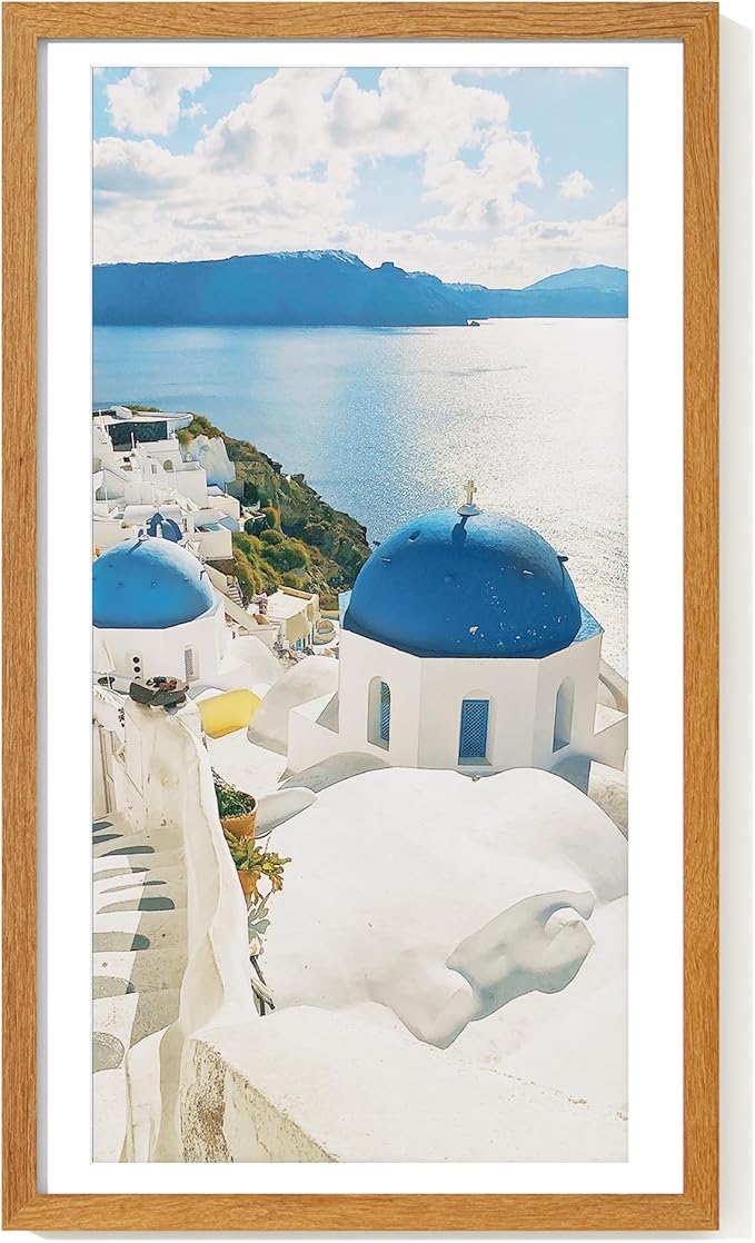 Axeman 14x24 Picture frame with mat for 11x22, Tempered Glass and Hanging Hardware Included Natural Teak Home Decor Art Hanging Poster Frame, Natural Teak