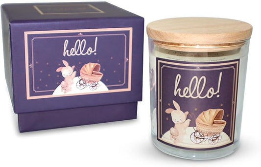 CharmLab Candle – New Baby Gift, 12 oz Glass Jar Candle with Wooden Lid, Powder & Summer Breeze Scent, Up to 40 Hours Burn, Reusable Sturdy Box, Eco-Friendly, Baby Shower & New Parent Celebration Gift