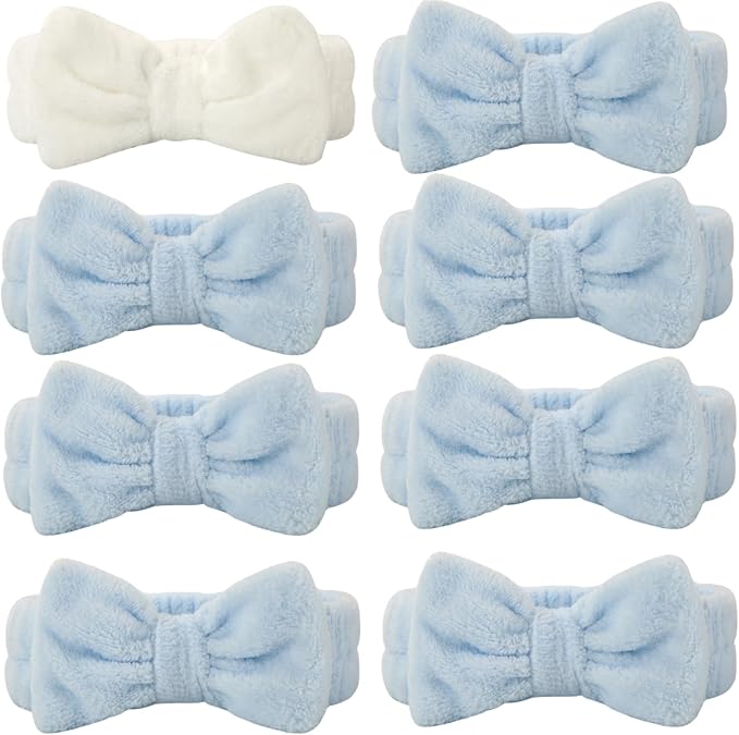 Bridesmaid Scrunchies Proposal Gifts square 4.1inch Bachelorette Hair Claws Clips Girls heart sunglasses headband gift for Wedding Party Favors (White&Dusty Blue)