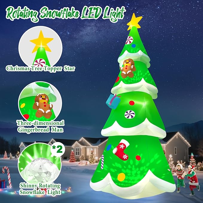 20FT Christmas Tree Inflatable with LED Light, Kalolary Giant Christmas Yard Inflatables Outdoor Xmas Blow-Up Outdoor Decoration for Holiday Party Courtyard Lawn Shopping Mall Street