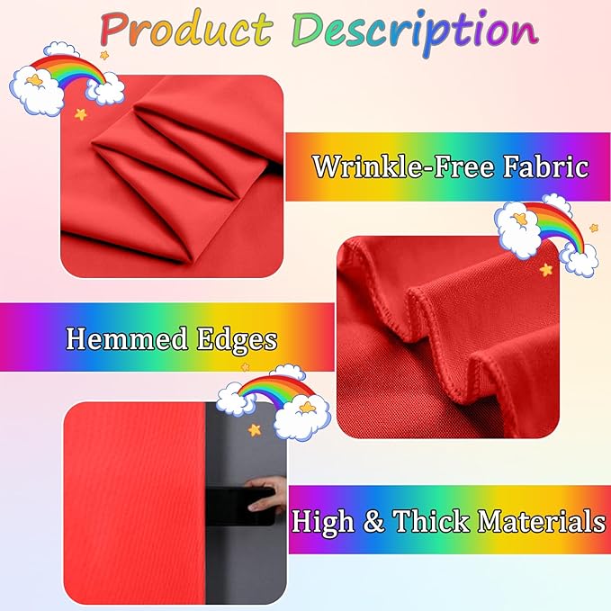 Rainbow Backdrop Curtain – 10x10ft Photography Background, Wrinkle-Free Polyester Fabric Colorful – Perfect Photo Backdrop for Birthday, Wedding, Baby Shower, Kids' Room Decoration