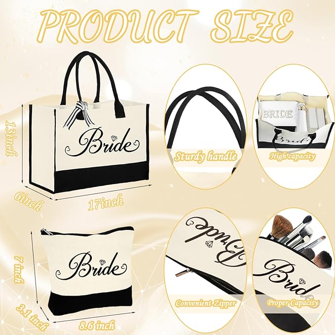 Bride to Be Gifts, Bridal Shower Wedding Gifts, Bride Tote Bag I Do Slippers Robe Hair Clip for Wedding Day