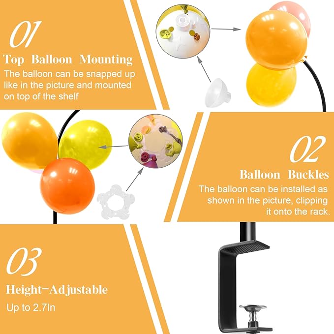 Metal Balloon Arch Kit for Tabletop, 5.3Ft & 4.7Ft Over The Table Rod Stand with Clamps and Flower Half Arch Balloon Stand for Garden Wedding, Party, Birthday, Baby Shower, Decorations Black