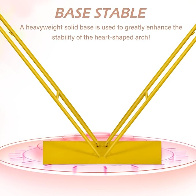 7FT Metal Heart Arch Double Heart Shaped Balloon Stand Wedding Arch for Proposal Ceremony Valentine's Day Birthday Party Baby Shower Decoration (Gold)