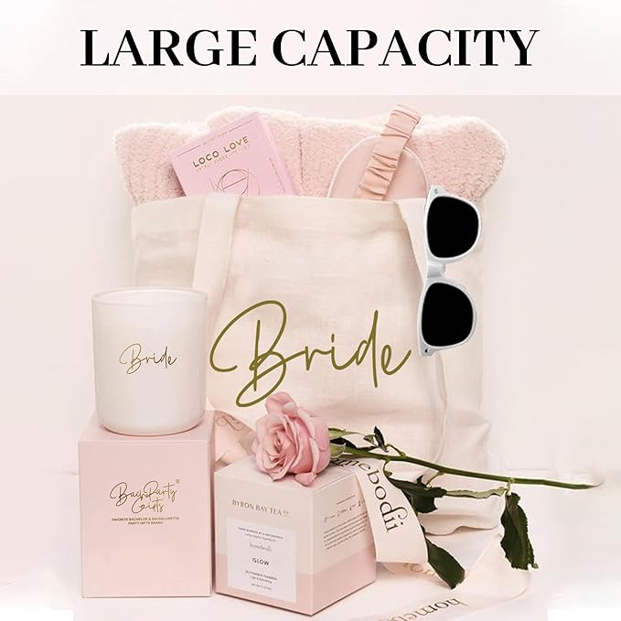 LADY & HOME 6pcs Bachelorette Party Tote Bag, Bride Bridesmaid Cotton Tote Bag for Wedding Gifts