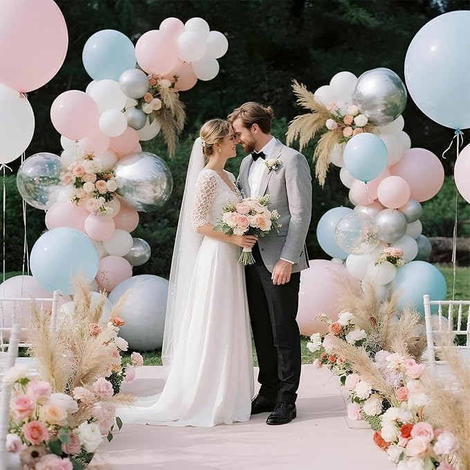 Balloon Arch Stand Kit 9ft &5.6ft,Heavy Duty Base With Water Filling Bag,White Bendable Half Arch Balloon Arch for Birthdays Holiday Decorations And Other Indoor And Outdoor Parties No Balloons