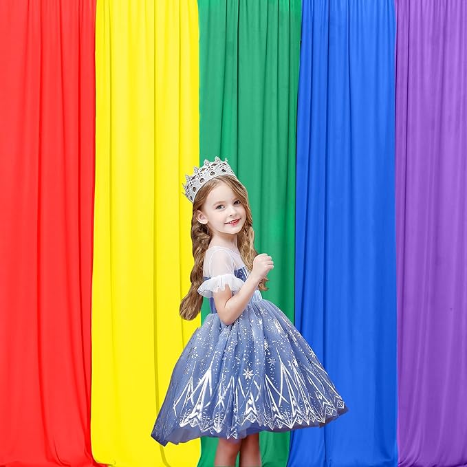 10x7FT Rainbow Backdrop Curtains, Wrinkle-Free Polyester Fabric with Rod Pockets, Colorful Party Decoration for Weddings, Birthdays, Engagements,Graduation and Holiday Photo Booth Props