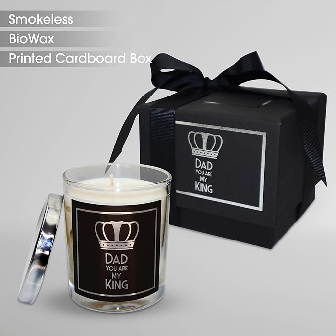 CharmLab Candle - Gift for Dad from Daughter or Son, Luxury Wood & Spice Sandal Scented Glass Jar Candle with Gift Box, 12 oz, Natural Bio Wax, 40Hr Burn, Perfect for Father’s Day, Birthday, Christmas