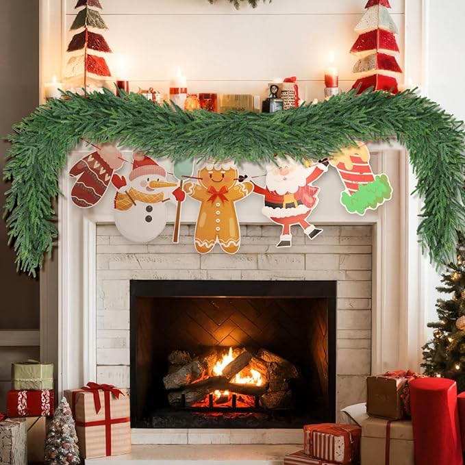 Artgar 24Ft (4 * 6ft) Christmas Pine Garland, 4 Pcs Real Touch Pine Garland, Artificial Realistic Greenery Garlands for Mantle Table Stair Window Porch Indoor Outdoor Winter Xmas Holiday Decorations