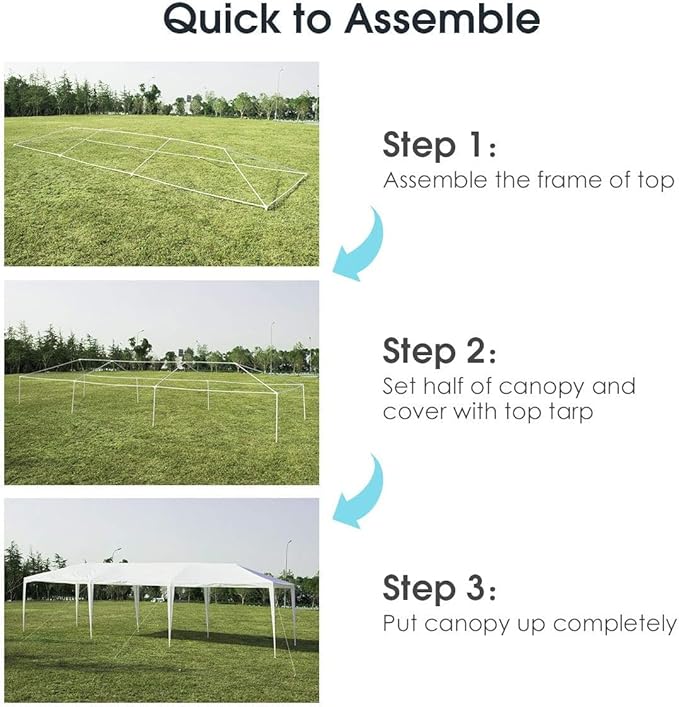 Outdoor Party Tent - Wedding & Birthday Event Canopy with Removable Sidewalls & Transparent Window (10'x30'/0 Sidewalls White)