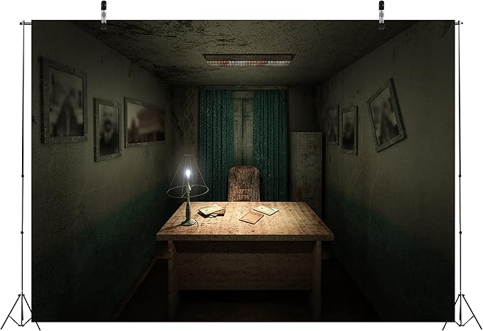 CORFOTO Fabric Creepy Hospital Working Room Backdrop Spooky Horror Hospital Interior Background Sickbed Bloody Murder Crime Party Decorations Kids Adults Halloween Party Banner Photobooth Props