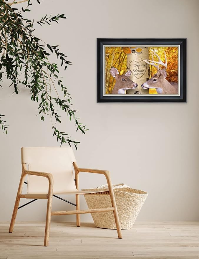 IPIC - Oh My Dear, Personalized Framed Wall Art with Names and Date on, Giclee Prints with Solid Wood Frame, Customized Gift and Memorial Gifts for Wedding Anniversary.