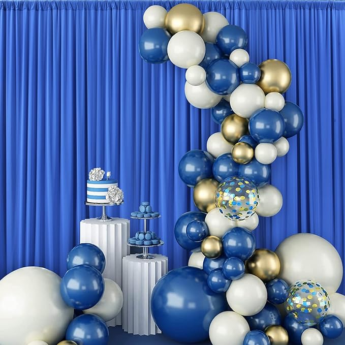 20ft x 10ft Wrinkle Free Royal Blue Backdrop Curtain for Party, Polyester Royal Blue Photo Backdrop Drapes 4 Panels 5x10ft for Birthday Photography Background Weddings Baby Shower Party