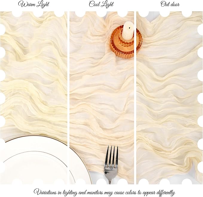 25 Pack Ivory Cheesecloth Table Runner 17 x 108 Inch Fall Thanksgiving Boho Rustic Farmhouse Gauze Cheese Cloth Runner for Wedding Party Baby Shower Home Decor Holiday Decorations