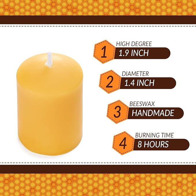 Beeswax Votive Candles-20 Pack Natural Small Votives Set for Home Room Decor Party Wedding Spa Gift