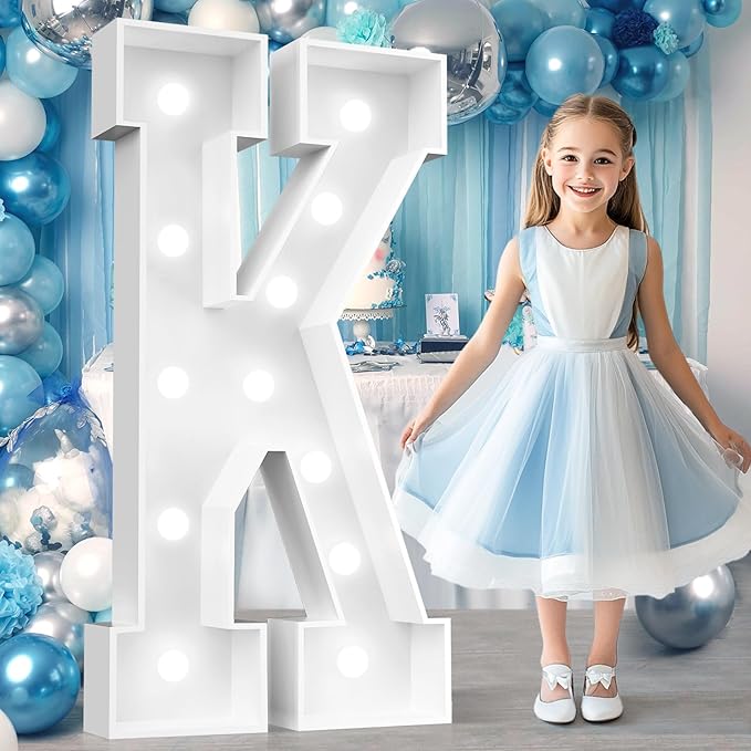 Ledido 4FT Marquee Light Up Letters, Cool White Light Up Letters Large Marquee Letter for Party Decorations, Mosaic Letter K for Balloons, Wedding Birthday Graduation Decor