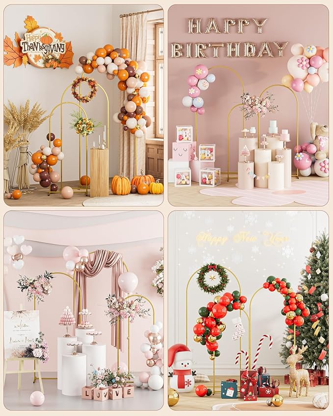 Wedding Arch, Metal Arch Backdrop Stand, Balloon Arch Stand Wedding Frame for Ceremony Decoration (Gold, 6FT, 5FT, 4FT Arch Backdrop)