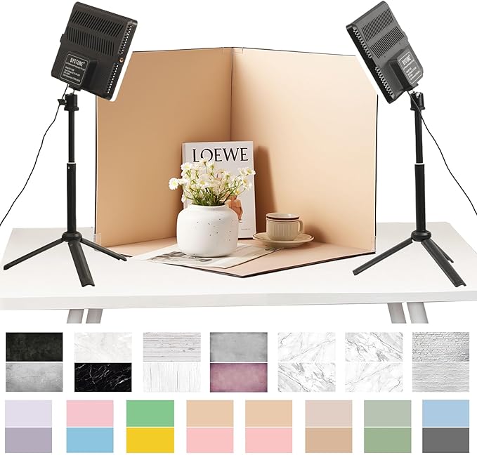 Upgrade Light Box Photography,Portable Photo Studio 16x16 inch Professional Shooting Tent Kit with 288pcs LED Lights 15 HD Backdrops Paper for Food and Small Product Photography Props