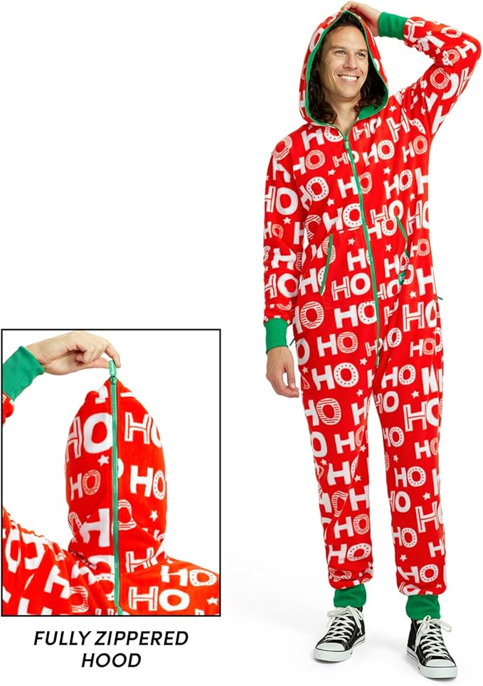 Tipsy Elves Christmas Onesies for Adults - Comfy Unisex Matching Holiday Jumpsuits with Convenient Pockets