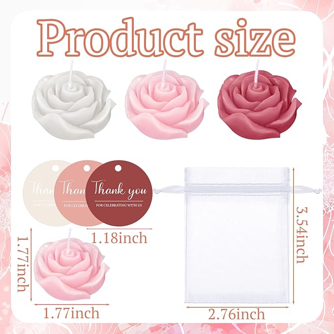 Treela 50 Set Flower Candles Wedding Favor for Guests Mini Dusty Pink Rose Shaped Tealight Candles for Return Gift Wedding Birthday Bridal Shower Housewarming Party