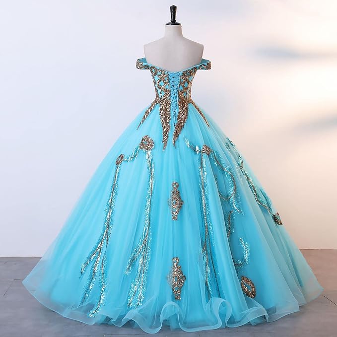 Engerla Women's Beading Sweetheart Ball Gown Tulle Layed Long Quinceanera Dress