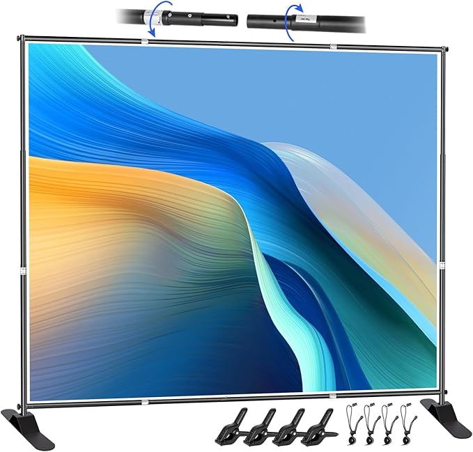 SLOW DOLPHIN Photo Backdrop Banner Stand 10 x 10 Ft Photography Background Stand With Adjustable Telescopic Tube Step and Repeat Frame Stand For Parties Wedding Photo Booth Trade Show,Carrying Bag
