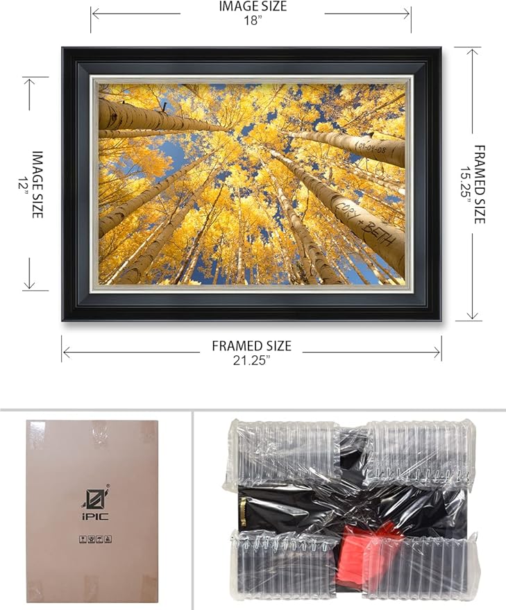 IPIC - Fall in Love, Personalized Framed Wall Art with Names and Date on, Giclee Prints with Solid Wood Frame, Customized Gift and Memorial Gifts for Wedding Anniversary.