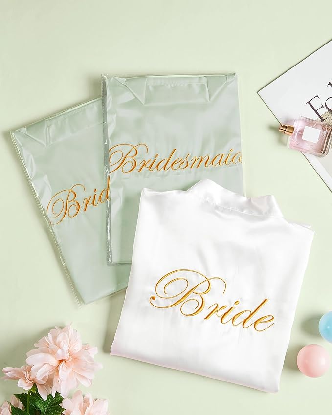 Jecery 12 Pcs Bridesmaid Robes Bride Kimono for Wedding Day Satin Embroidered Bridal Party Robes