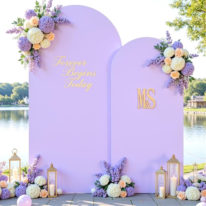 Lavender Photo Arch Backdrop Cover Set of 2 for Party 7.2ft and 6ft Light Purple Arch Covers Stretchy Backdrop Spandex Baby Shower Lilac Arch Stand Covers for Girls Birthday Wedding Bridal Shower