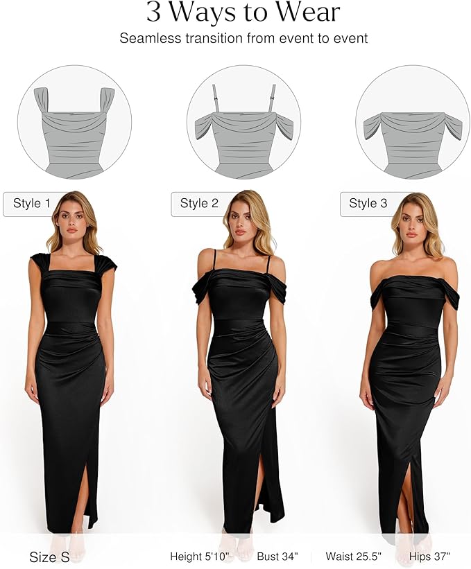 Popilush Womens Shapewear Maxi Dress Multi Way Wear Off The Shoulder Bodycon Long Cocktail Formal Dresses
