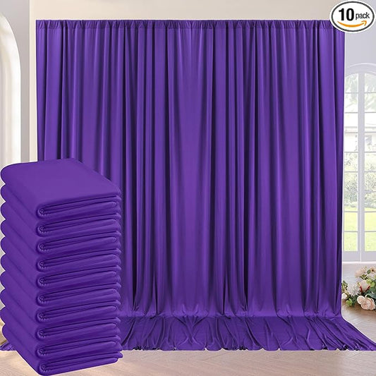 50ft x 10ft Wrinkle Free Purple Backdrop Curtains for Parties,Soft Silk Polyester Wedding Backdrop Drapes,10 Panels 5x10ft Photo Back Drop Curtain for Themed Birthday Party Photography Background