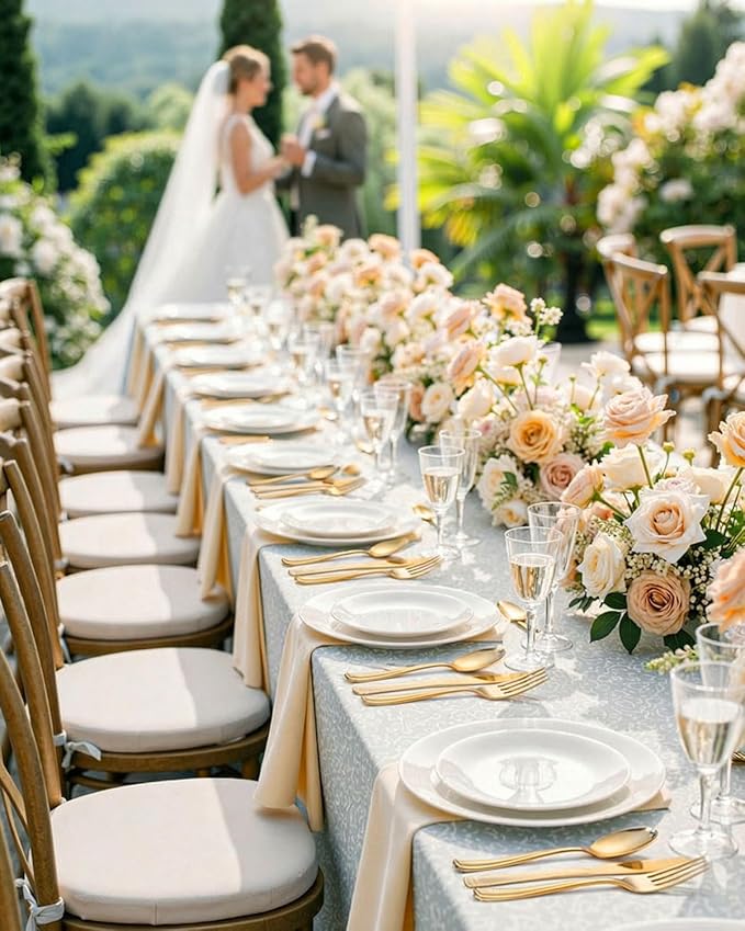 bUCLA 600 Pieces Gold Plastic Silverware - Disposable Gold Utensils - Heavy Duty Plastic Cutlery set- 200 Forks, 200 Spoons, 200 Knives for Party & Wedding