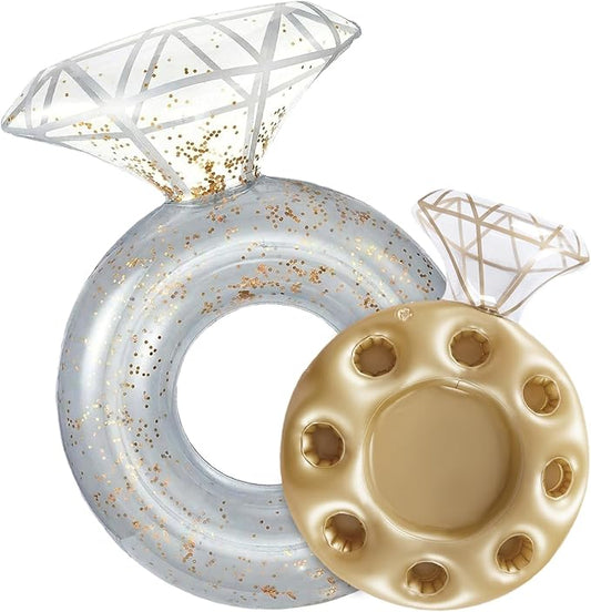 Zeraty Inflatable Pool Float Diamond Ring for Adults, Glitter Bachelorette Party Wedding Decorations Bridal Shower Gifts, Engagement Photo Prop, Swim Tube Beach Backyard Pool Lounging Supports 265 lbs