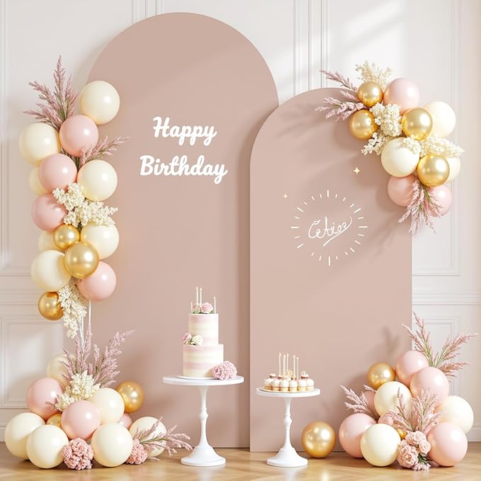Nude Photo Arch Backdrop Cover Set of 2 Spandex 7.2 and 6ft Arch Covers Stretchy Backdrop Party Arch Stand Covers for Birthday Party Baby Shower Wedding Bridal Shower Banquet Background Decorations