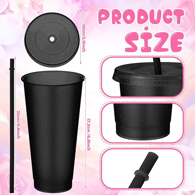 30 Pcs Spa Party Favors for Women Sleepover Party Supplies 6 Bow Headband 6 Eye Mask 6 Hair Clip 6 Cosmetic Bag 6 Glitter Plastic Cup for Adult Spa Birthday Bachelorette Gift(Black)