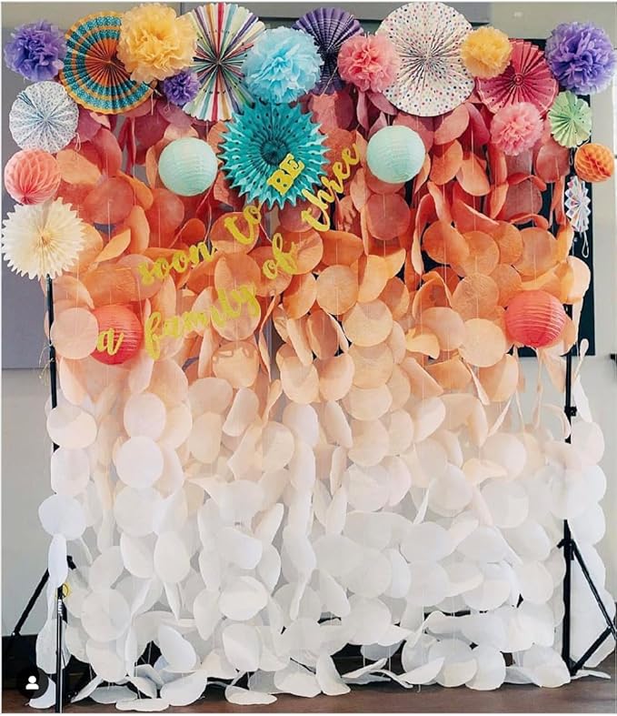 PapaKit Deluxe Origami Large Wall Decoration Set (Assorted Paper Fans & Pom-poms) Birthday Party Baby Shower Wedding Events Decor | Creative Art Design Pattern (Festive Colors, Deluxe 26 Piece Set)