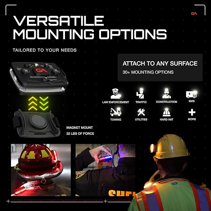 Guardian Angel Elite Series Safety Light, Infrared-Hybrid (Red/Blue/White Front & Red/Blue Rear) - Rechargeable, Magnetic, Hands-Free Wearable Flashlight for Law Enforcement, First Responders & Fire