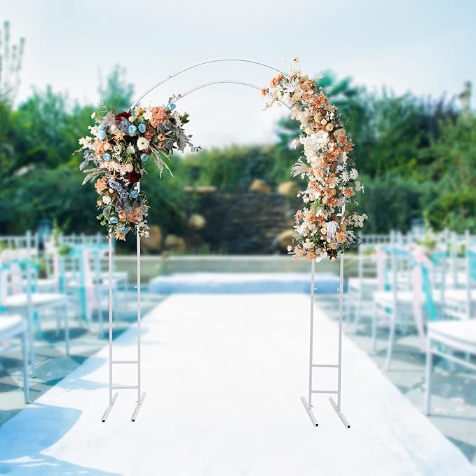 7.2FT Metal Wedding Arch with Base Balloon Arch Backdrop Stand Garden Arbor Trellis Flower Plant Stand Indoor Outdoor Party Decoration for Birthday Ceremony Baby Shower Ceremony (White)