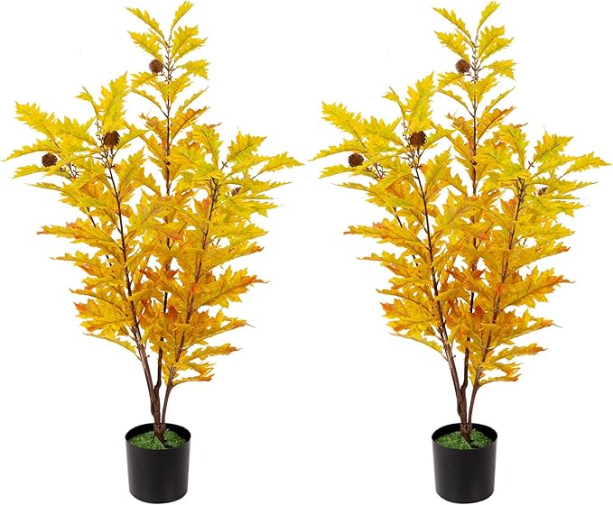 2 Packs 35.4-inch Artificial Maple Tree - Autumn Tree Artificial Plant Autumn Home Decoration, Suitable for Halloween, Thanksgiving, Indoor and Outdoor environments with Simulated Plants