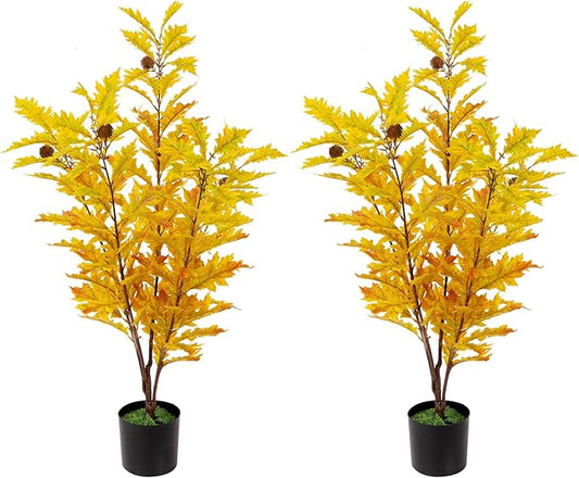 2 Packs 35.4-inch Artificial Maple Tree - Autumn Tree Artificial Plant Autumn Home Decoration, Suitable for Halloween, Thanksgiving, Indoor and Outdoor environments with Simulated Plants