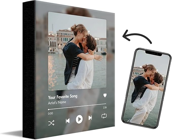 Personal-Prints CUSTOM SONG | Custom Song Title and Photo Wedding Wall Art Gift | Personalized Photos & Song | Anniversary, Wedding, Valentine's Day Gift (8"x10" Stretched Canvas)
